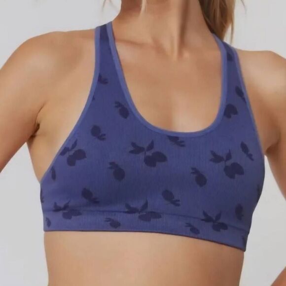 Spiritual Gangster Bra Women's Small Blue Lemon Flow Seamless Brami Jacquard - Picture 1 of 4